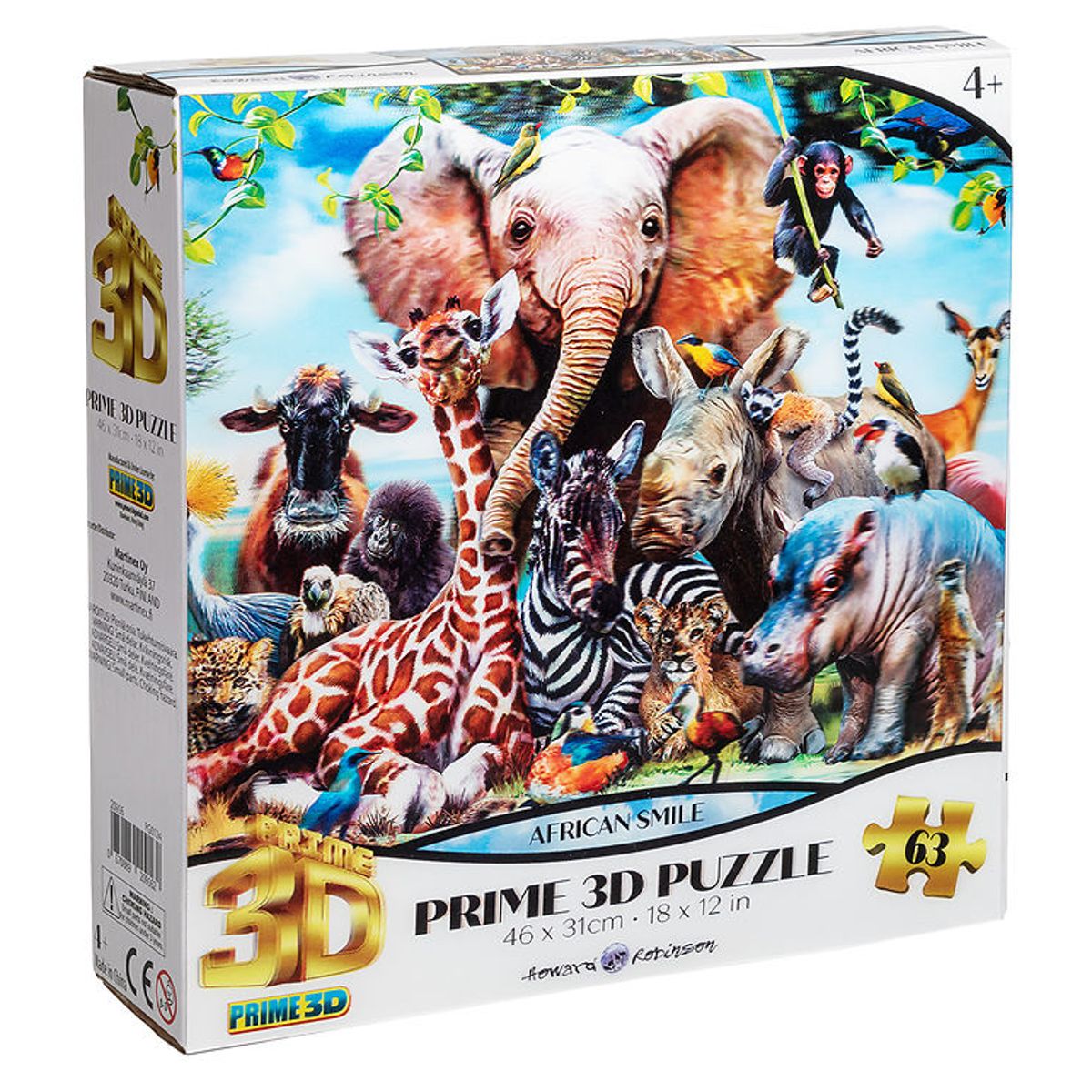 Prime 3D Puzzle Puslespil - 3D - 63 Brikker - African Smile