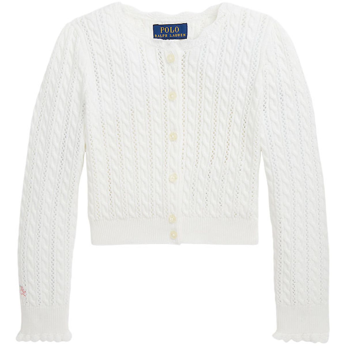 Polo Ralph Lauren Cardigan - Strik - Hvid m. Hulmønster