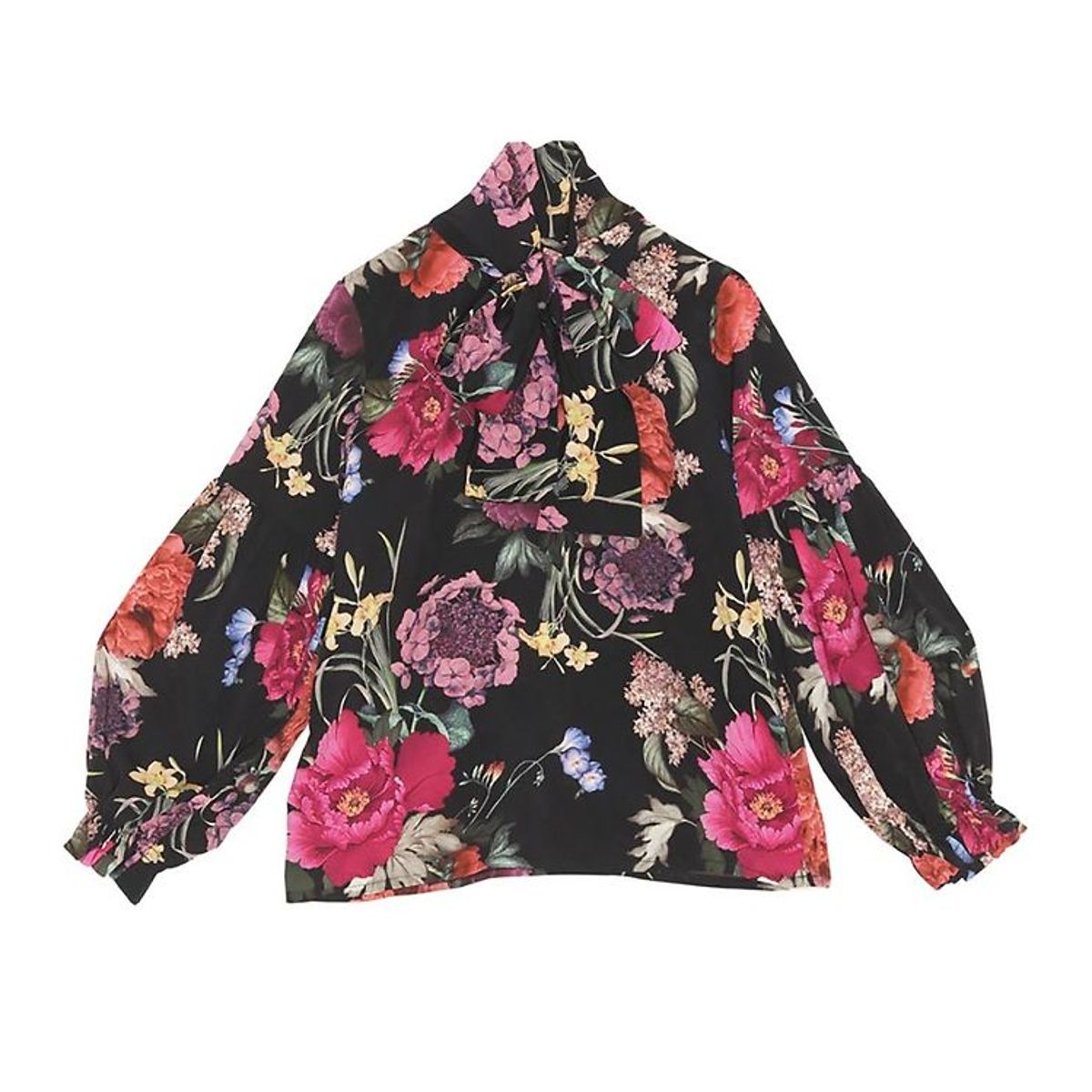 Christina Rohde Bluse - Sort m. Blomster