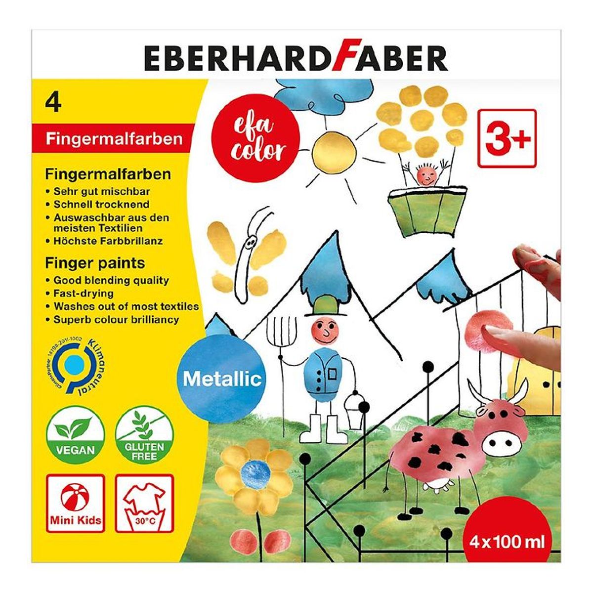 Eberhard Faber Fingermaling- Metallic - 4 stk. - 100 ml.