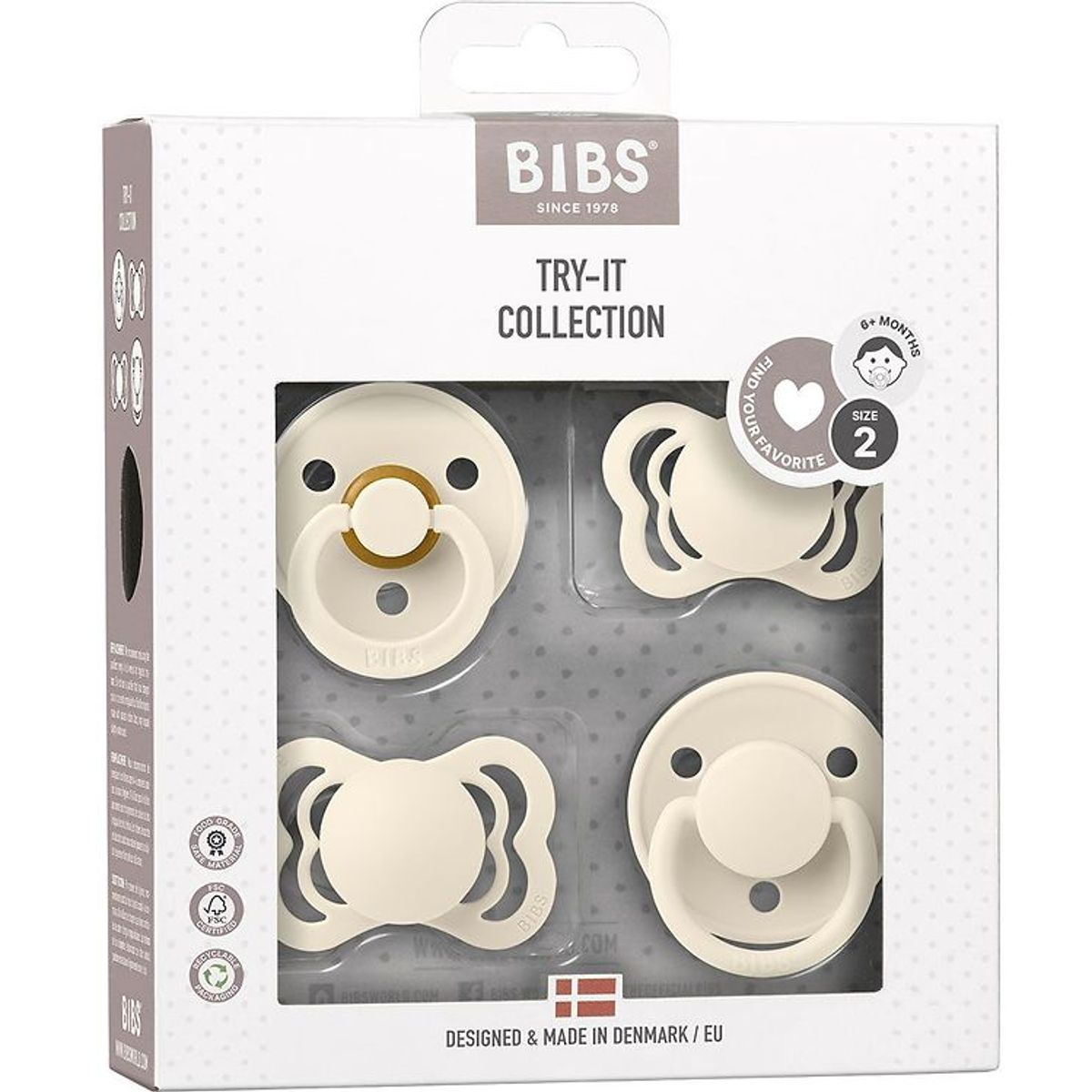 BIBS Sutter - Try-It Collection - 4-pak - Str. 2 - Ivory