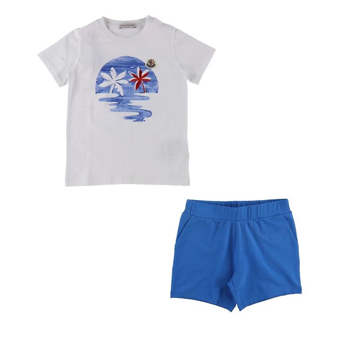 Moncler T-shirt/Shorts - Blå/Hvid m. Print