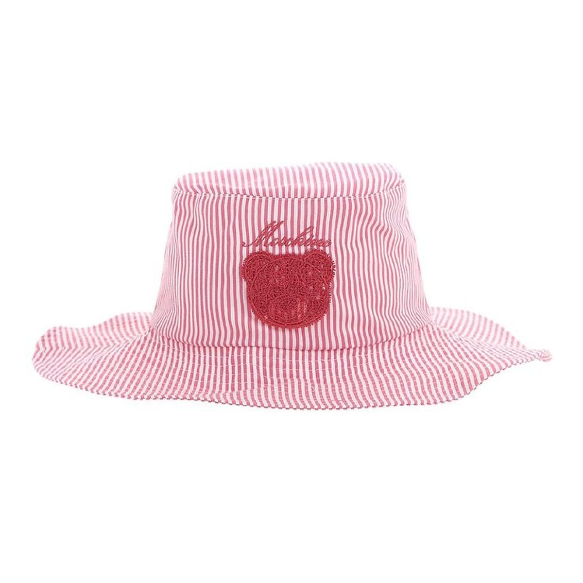 Moschino Bøllehat - Pink/Hvidstribet m. Logo