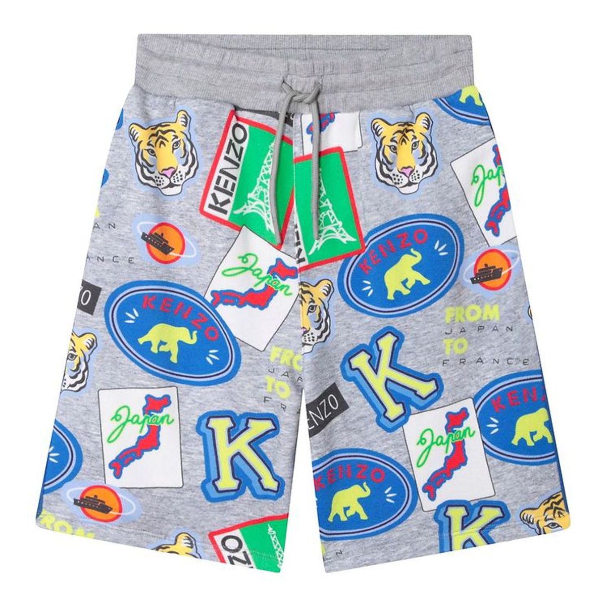 Kenzo Sweatshorts - Gråmeleret m. Print