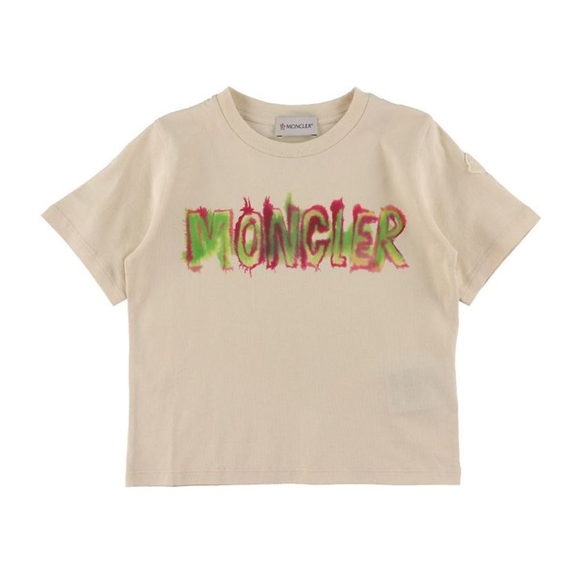 Moncler T-shirt - Beige m. Pink/Grøn