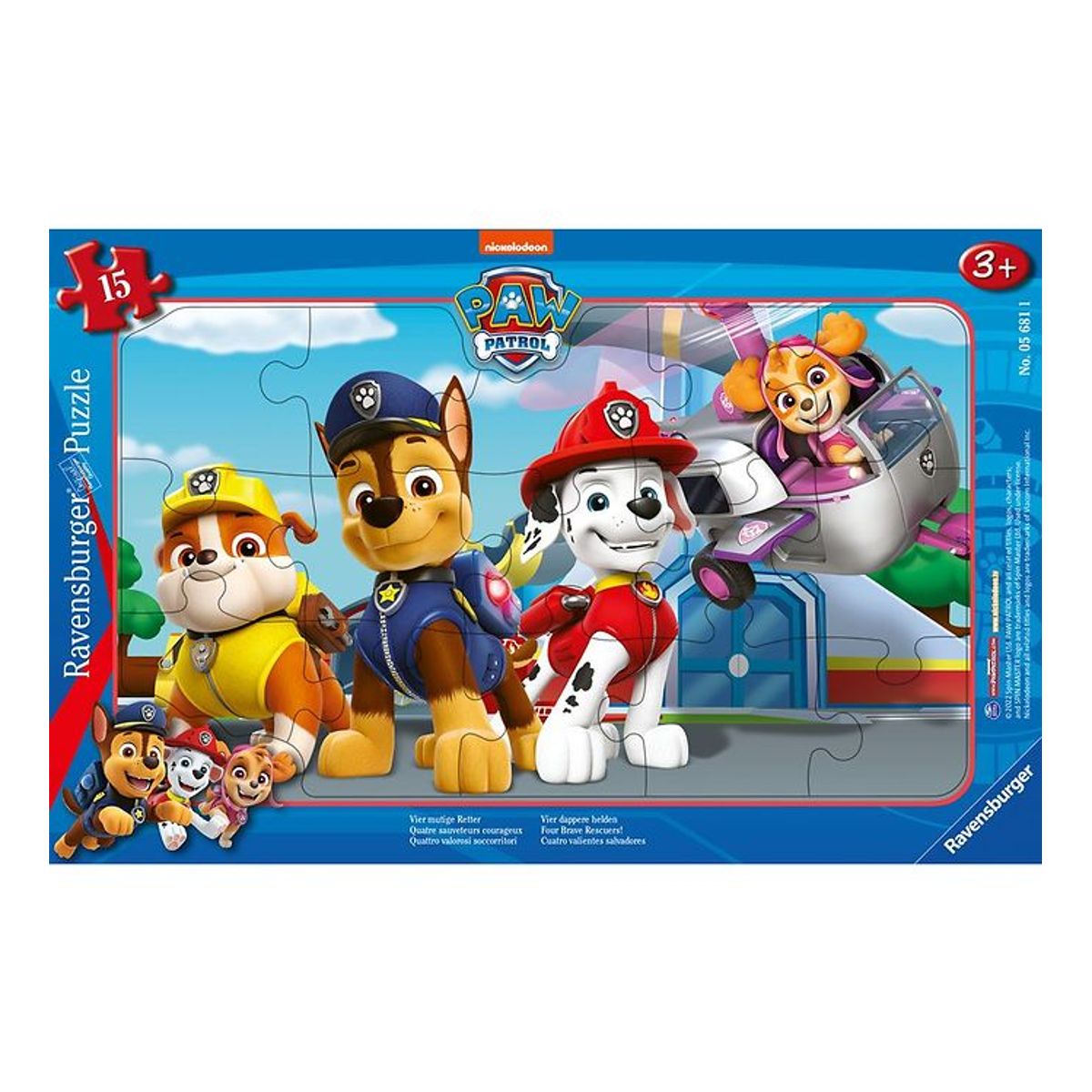 Ravensburger Puslespil - 15 Brikker - Paw Patrol Four Brave Resc