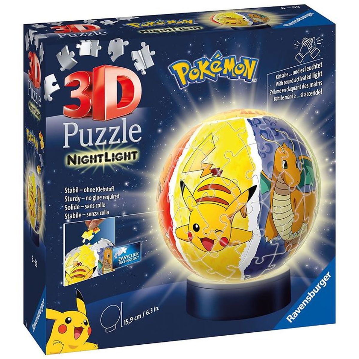 Ravensburger 3D Puslespil/Lampe - 74 Brikker - Pokémon Night Lig