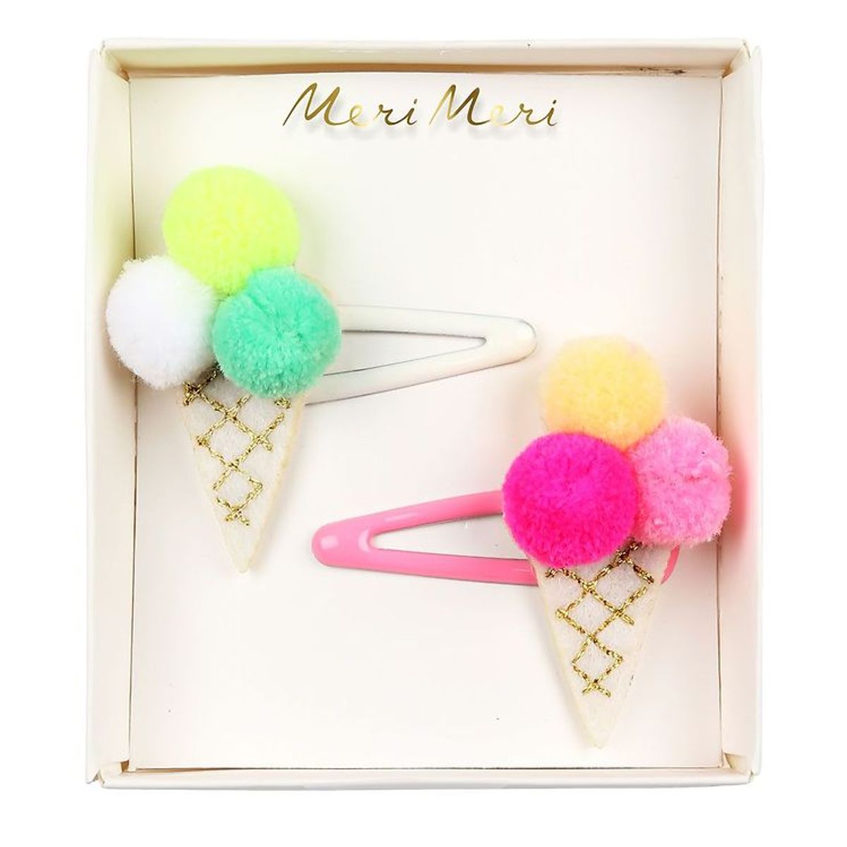 Meri Meri Hårspænde - Ice Cream PomPom Hair Clips