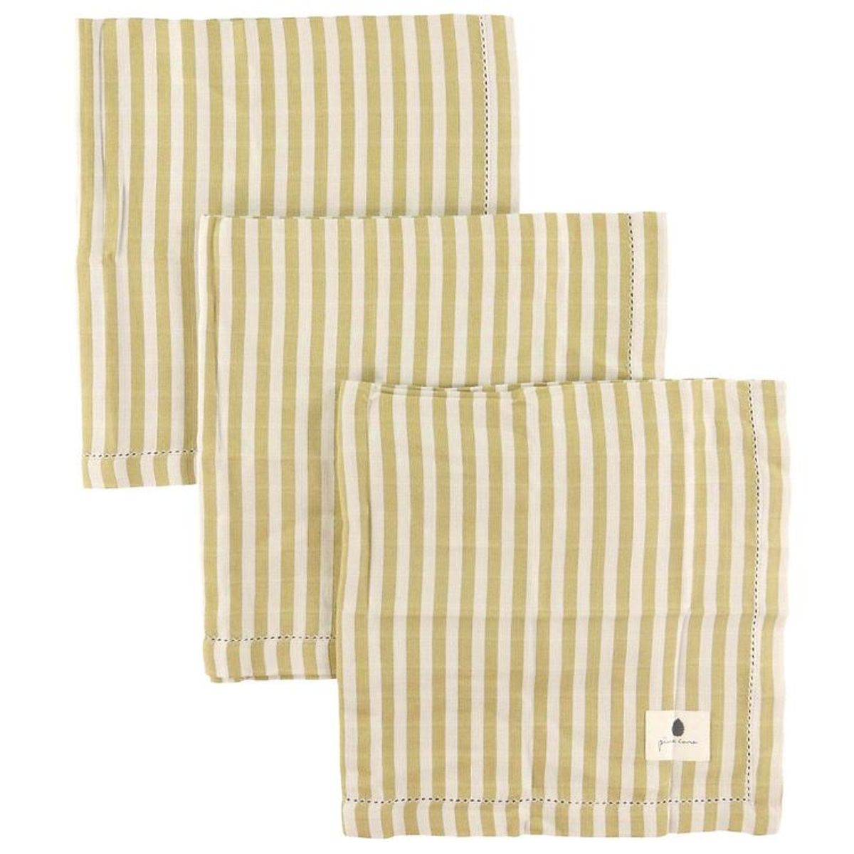 Pine Cone Stofble - 3-pak - 70x70 cm - Edith - Mustard Stripe