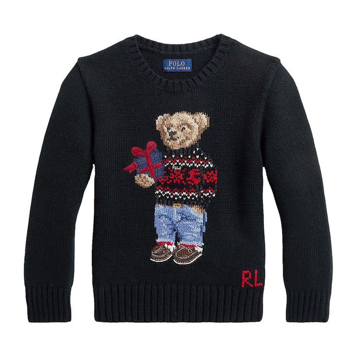 Polo Ralph Lauren Bluse - Strik - Holiday - Sort m. Bamse