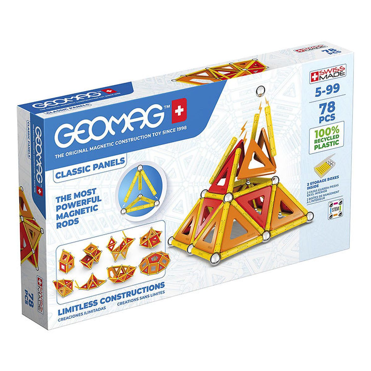 Geomag Magnetsæt - Classic Panels Recycled - 78 Dele