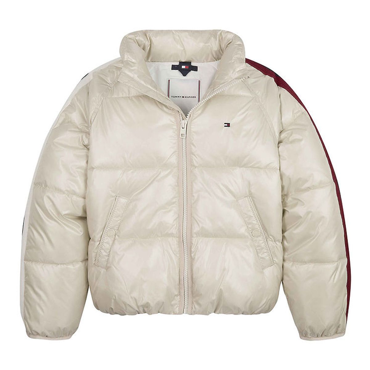 Tommy Hilfiger Dunjakke - Global Stripe Puffer - Classic Beige