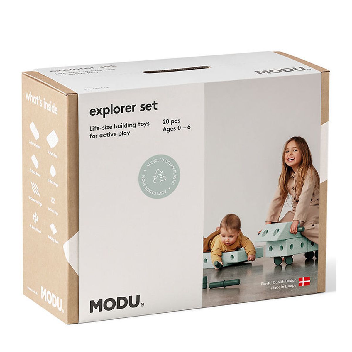 MODU Explorer Sæt - 20 Dele - 55x40x20 cm - Ocean Mint/Forest Gr