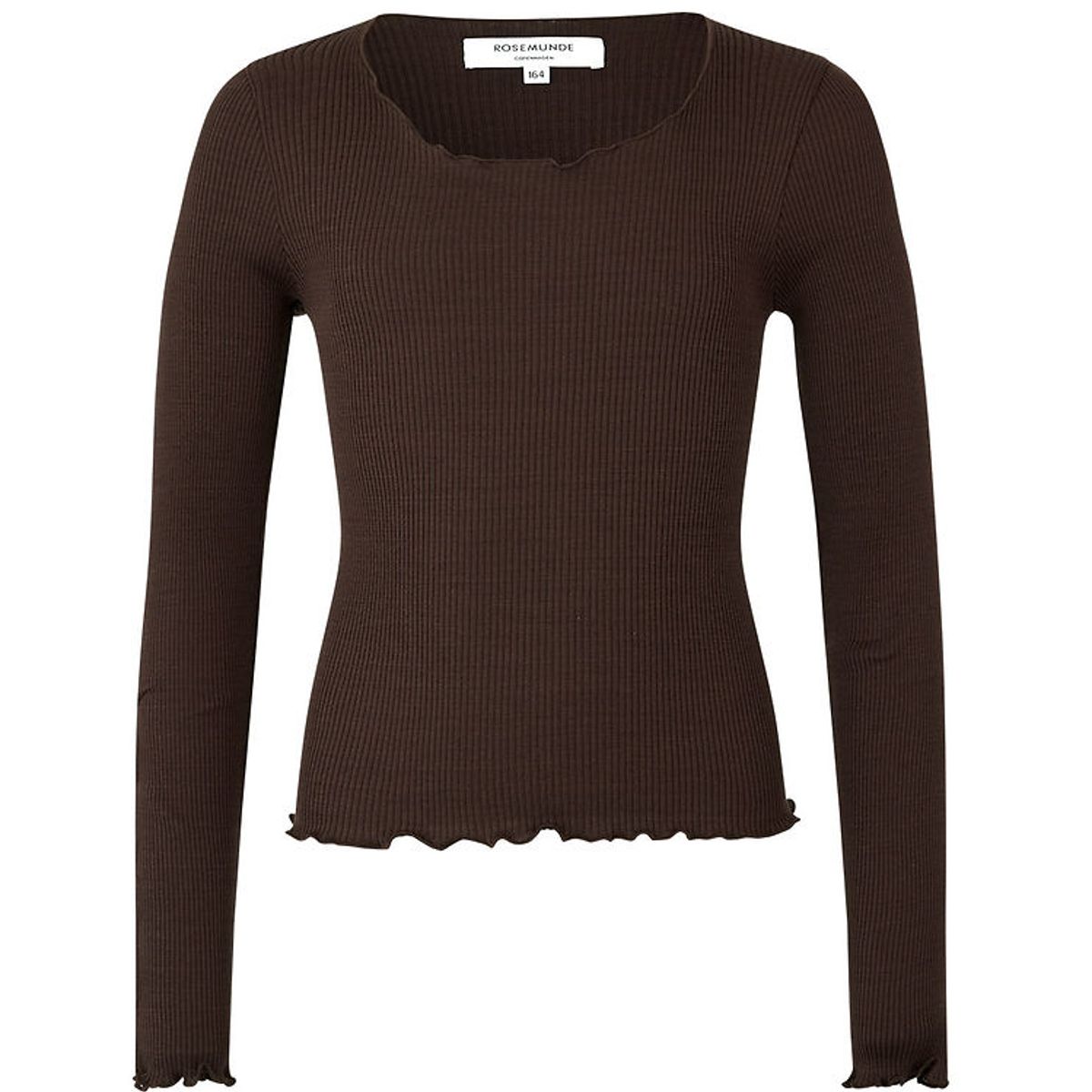 Rosemunde Bluse - Silke/Bomuld - Rib - Black Brown