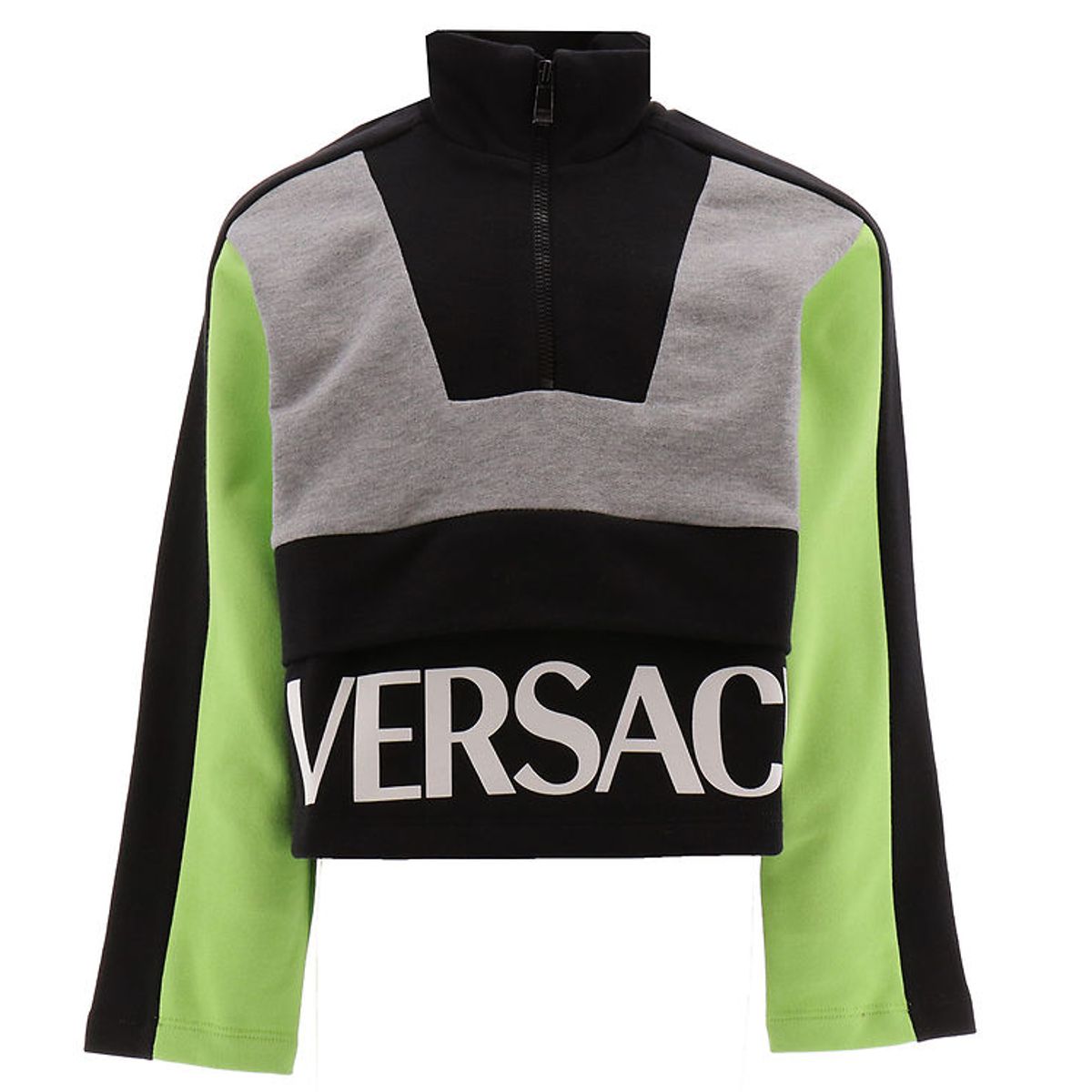 Versace Sweatshirt m. Lynlås - Gråmeleret m. Sort/Neongrøn