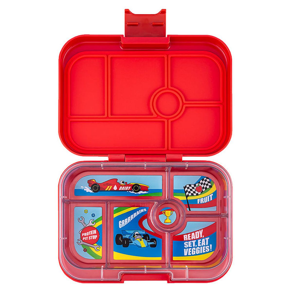 Yumbox Madkasse m. 6 Rum - Bento Original - Roar Red - Race Cars