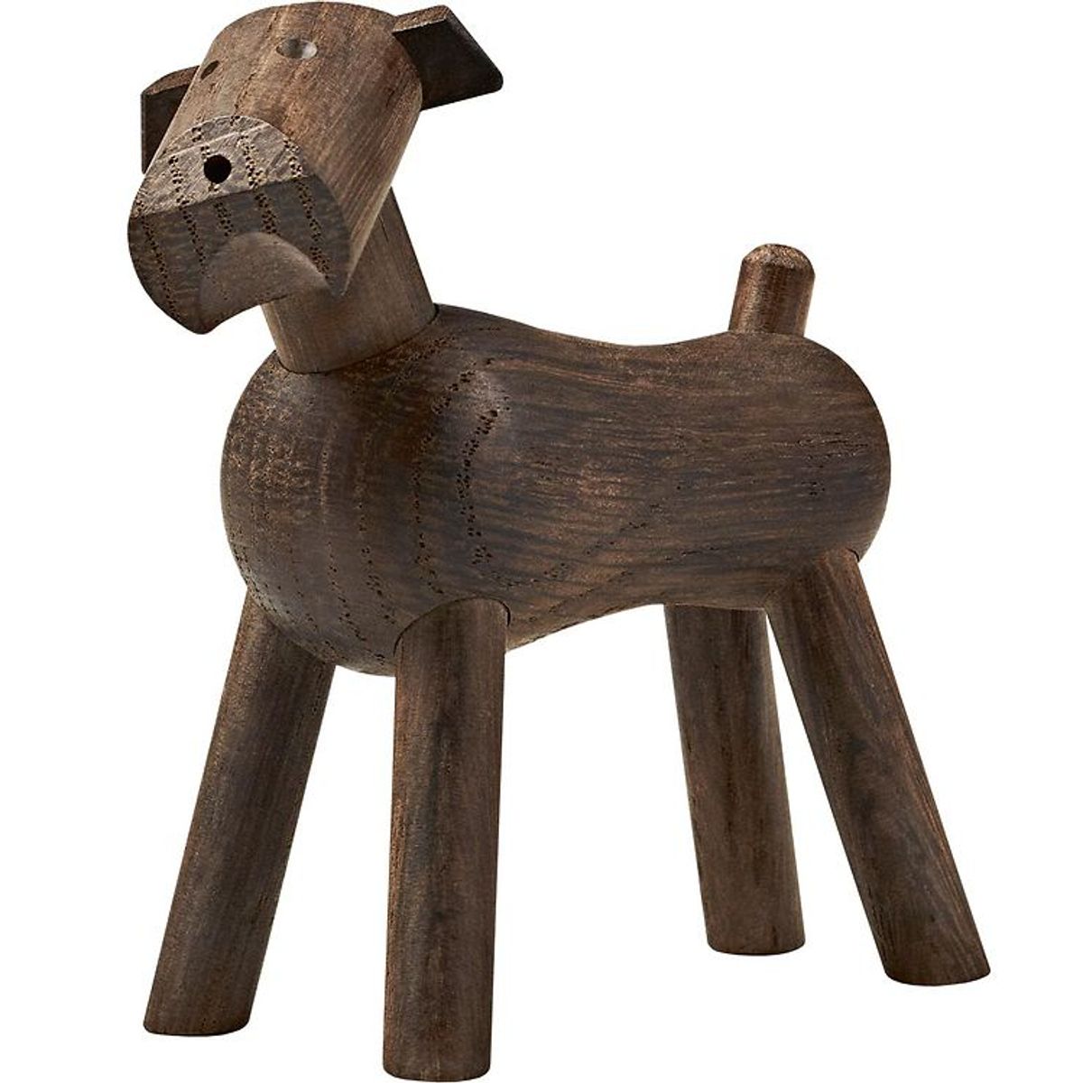 Kay Bojesen træfigur - Hund Tim - 8 cm - Røget Eg