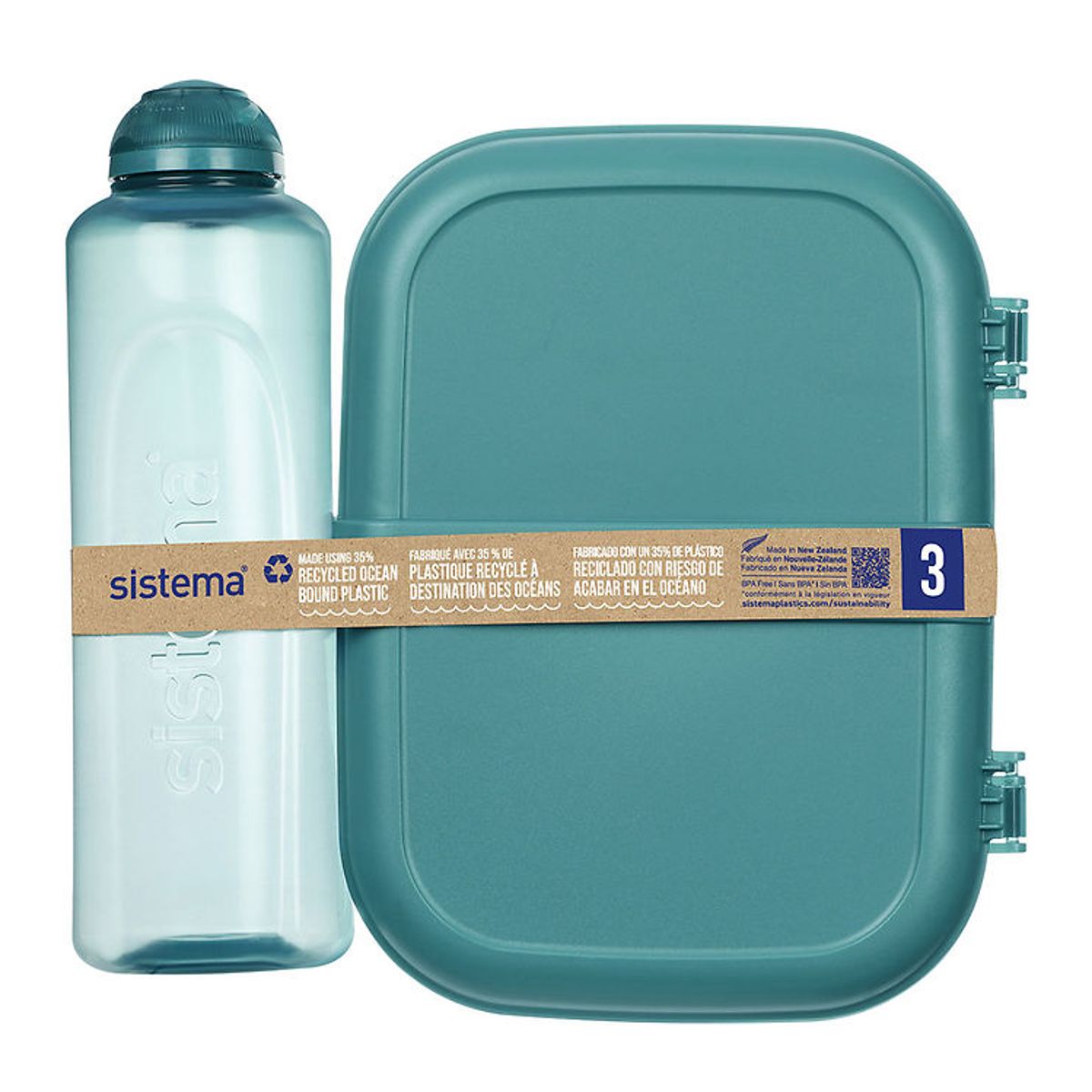 Sistema Madkasse m. Drikkedunk - 1,1 l/480 ml - Teal Stone