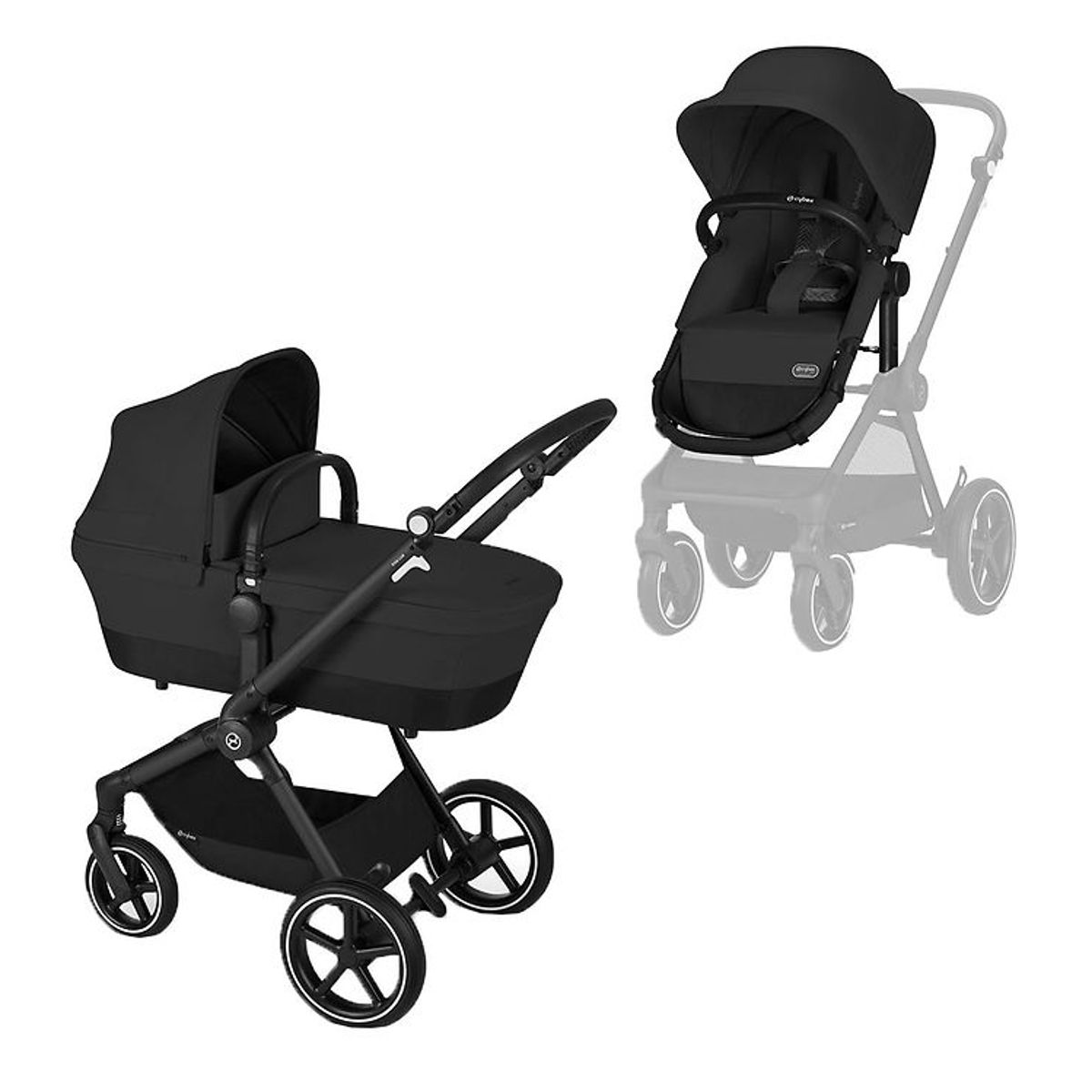 Cybex Klapvogn/Barnevogn - Eos Lux - 2-i-1 - Moon Black