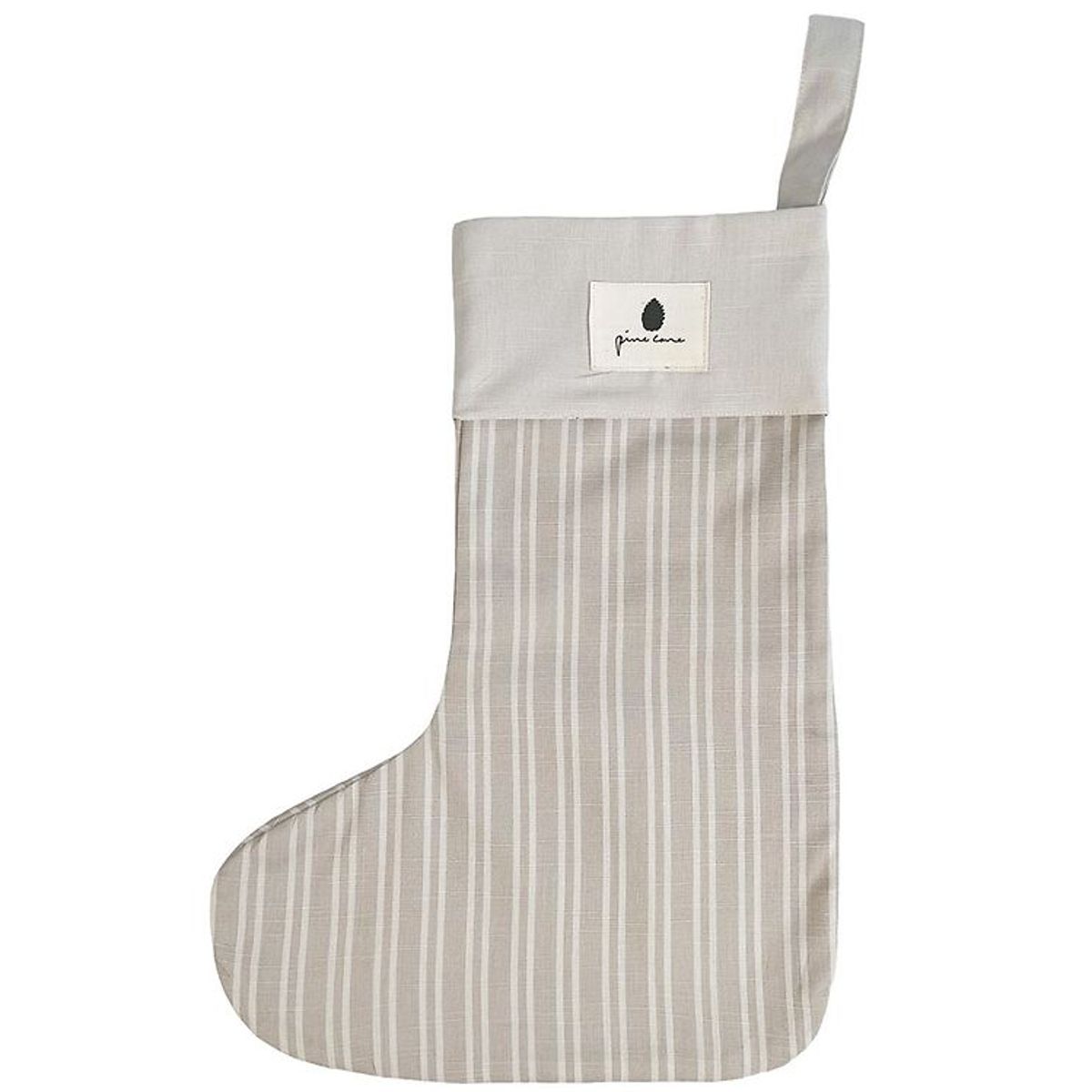 Pine Cone Julesok - Grandma's Christmas Sock - Beige Stripe