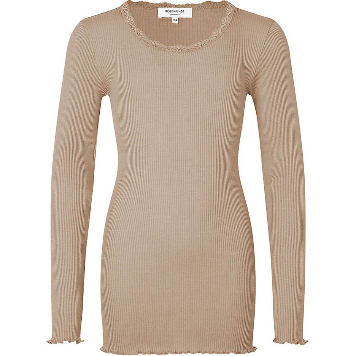 Rosemunde Bluse - Silke/Bomuld - Sand m. Blonder