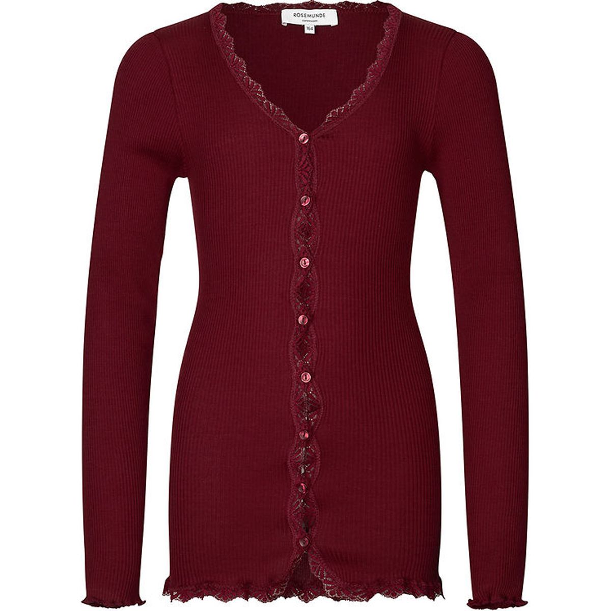 Rosemunde Cardigan - Silke/Bomuld - Cabernet m. Blonder