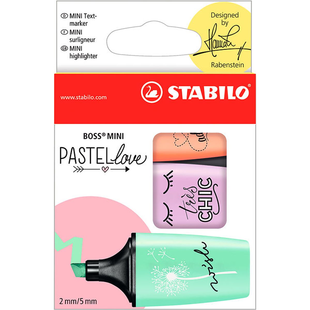 Stabilo Overstregningstuscher - Mini Pastel - 3 Stk - Multifarve