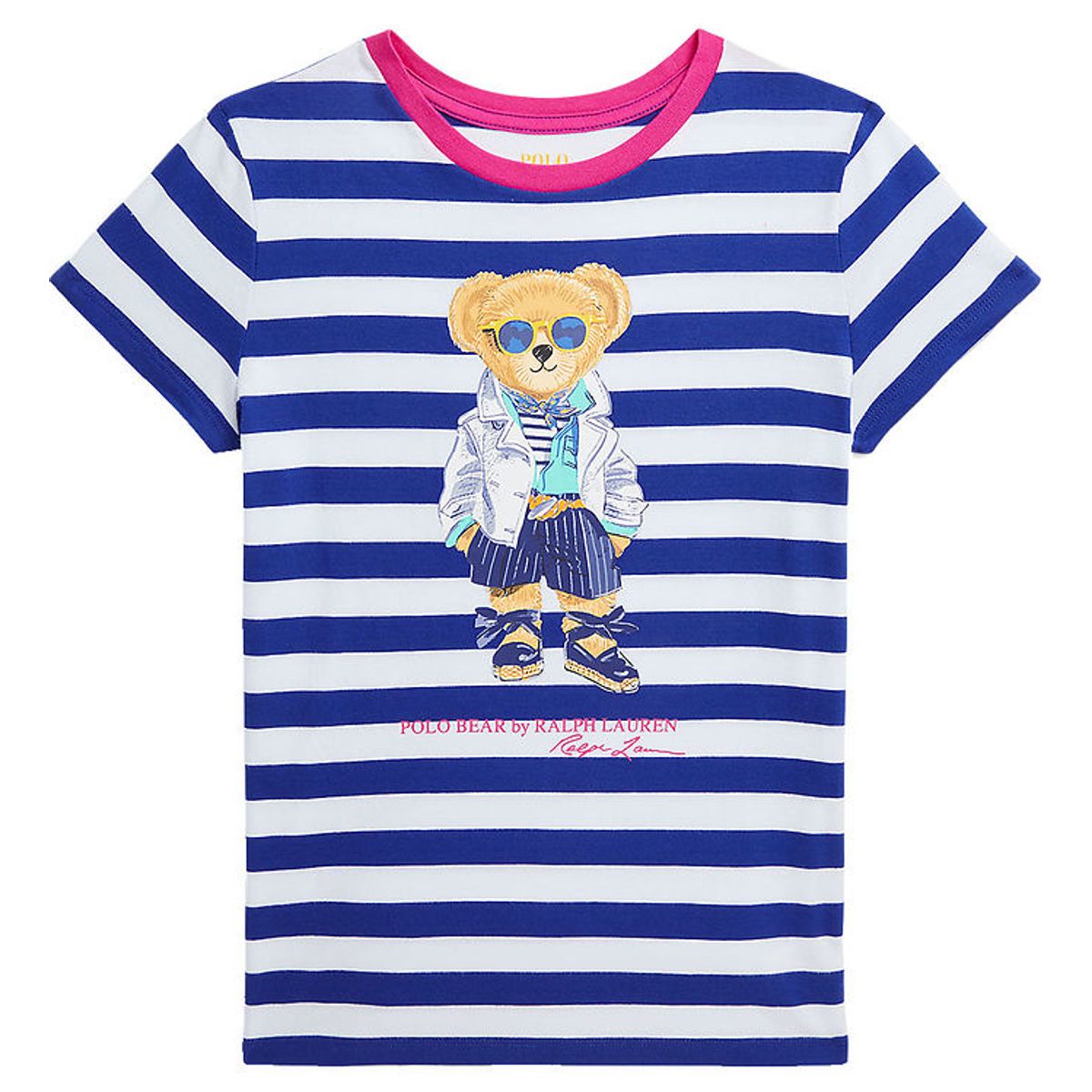 Polo Ralph Lauren T-shirt - Hvid/Blåstribet m. Bamse