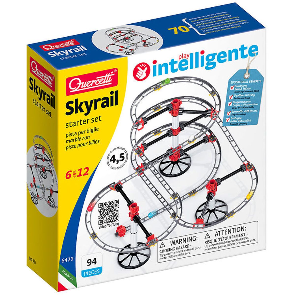 Quercetti Kuglebane - Skyrail Starter Set Rollercoster - 94 Dele