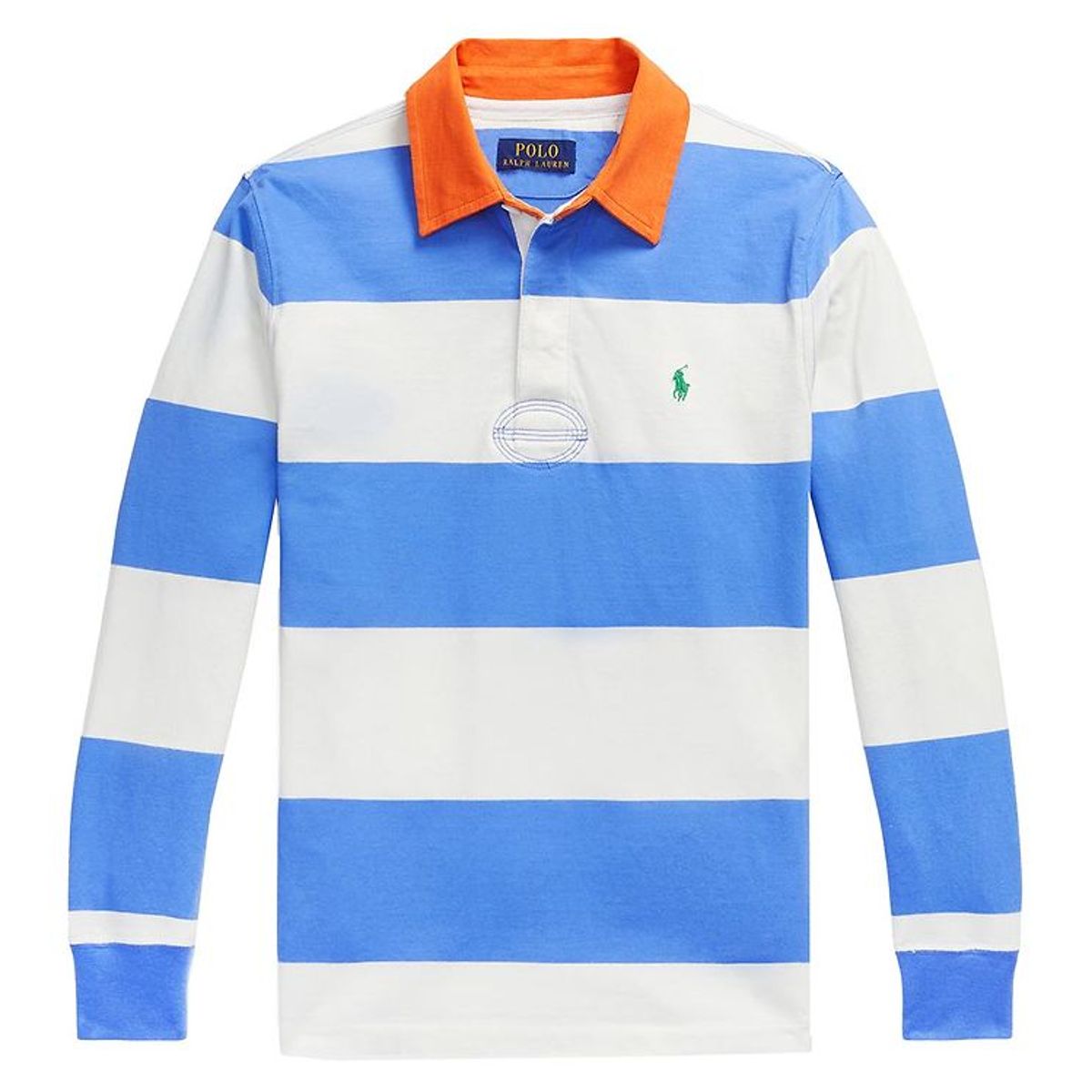 Polo Ralph Lauren Polobluse - Summer Blue/Hvidstribet m. Orange