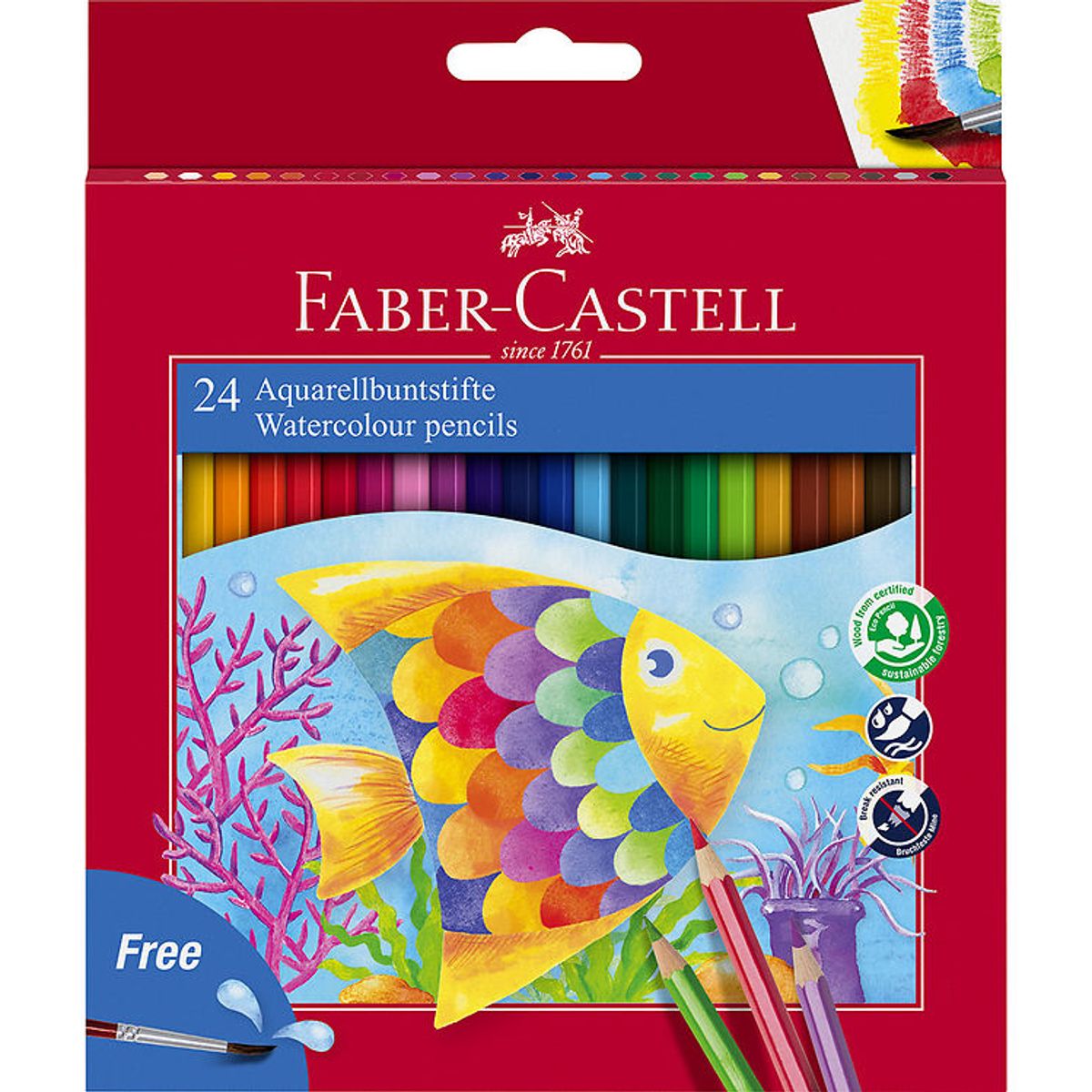 Faber-Castell Farveblyanter - Akvarel - 24 stk + 1 Pensel