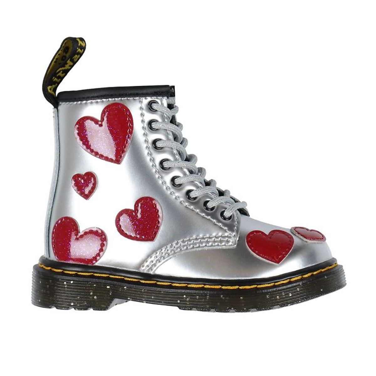 Dr. Martens Støvler - 1460 T - Silver Metallic+Bright Red/Patent