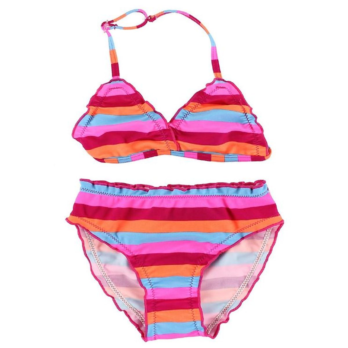 Color Kids Bikini - Vivi - Pink/Orange/Turkisstribet