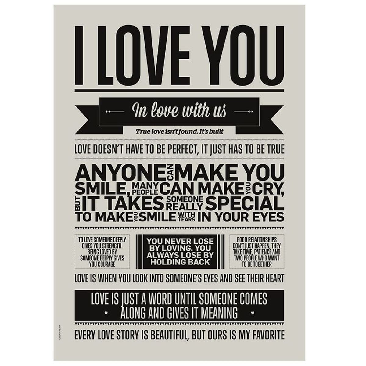 I Love My Type Plakat - A3 - I Love You - Warm Grey