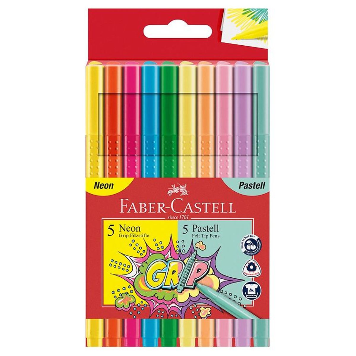 Faber-Castell Tuscher - Grip - 10 stk - Neon/Pastel