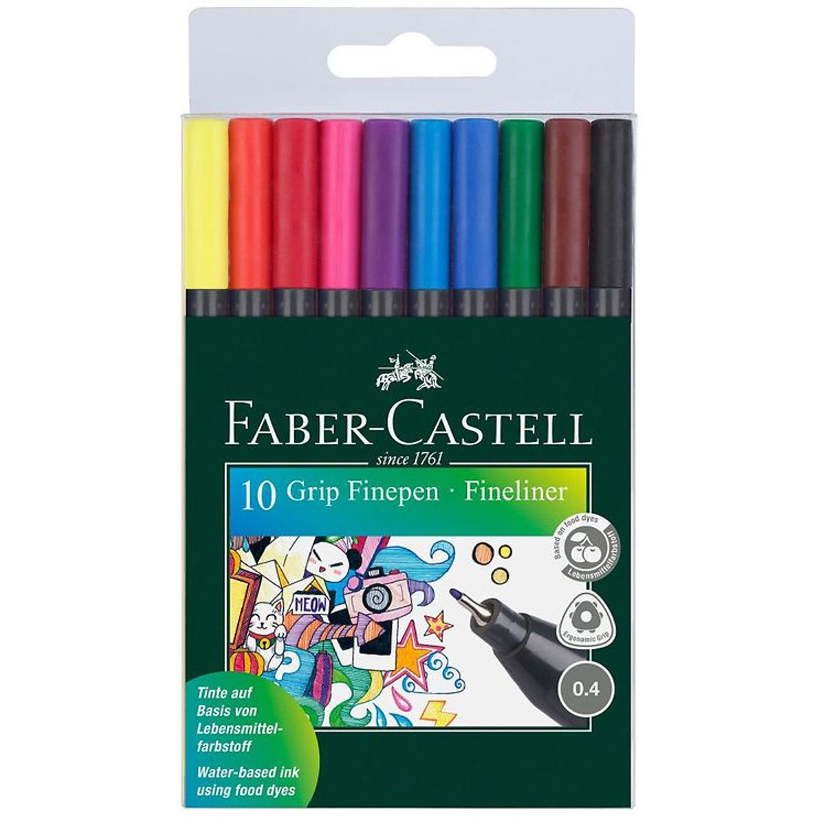 Faber-Castell Fineliner - Grip - 10 stk - Multifarvet