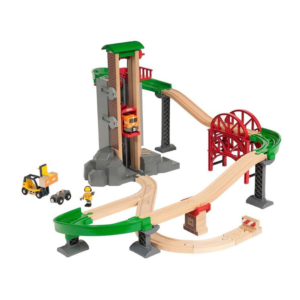 BRIO World Togbane m. Lagerbygning - 32 dele - Løft & Læs 33887