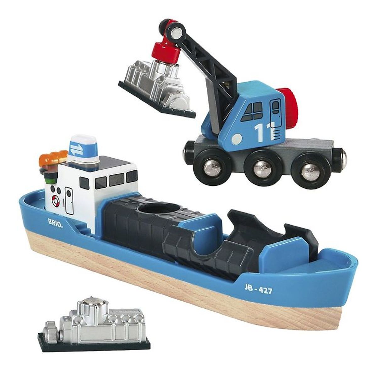 BRIO World Fragtskib og Kran - Blå 33534