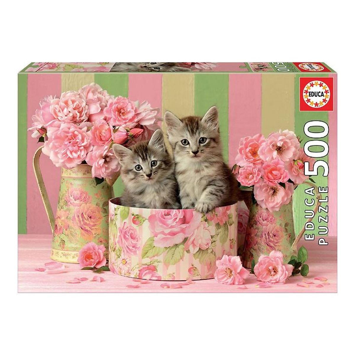 Educa Puslespil - 500 Brikker - Kittens With Roses