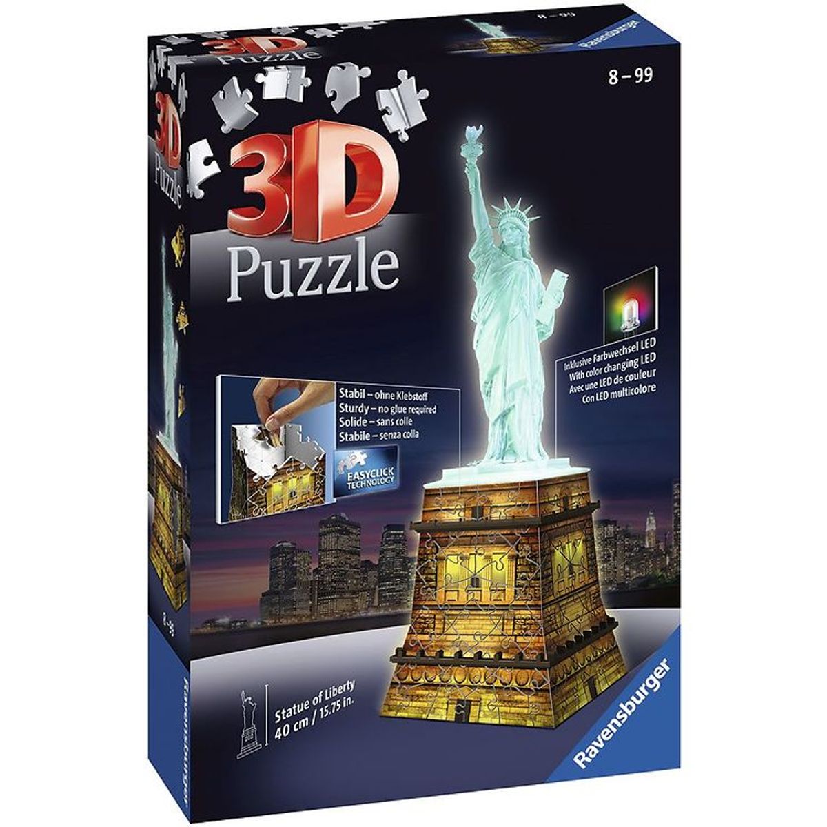 Ravensburger 3D Puslespil - 120 Brikker - Statue of Liberty Nigh