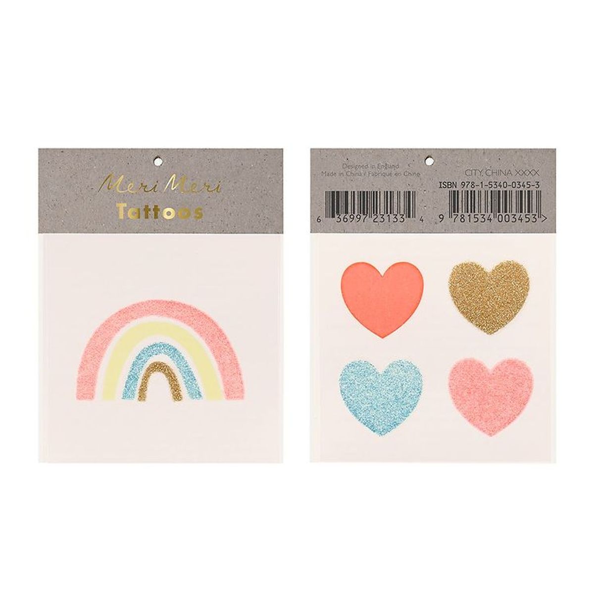 Meri Meri Tatoveringer - Small - Rainbow & Hearts