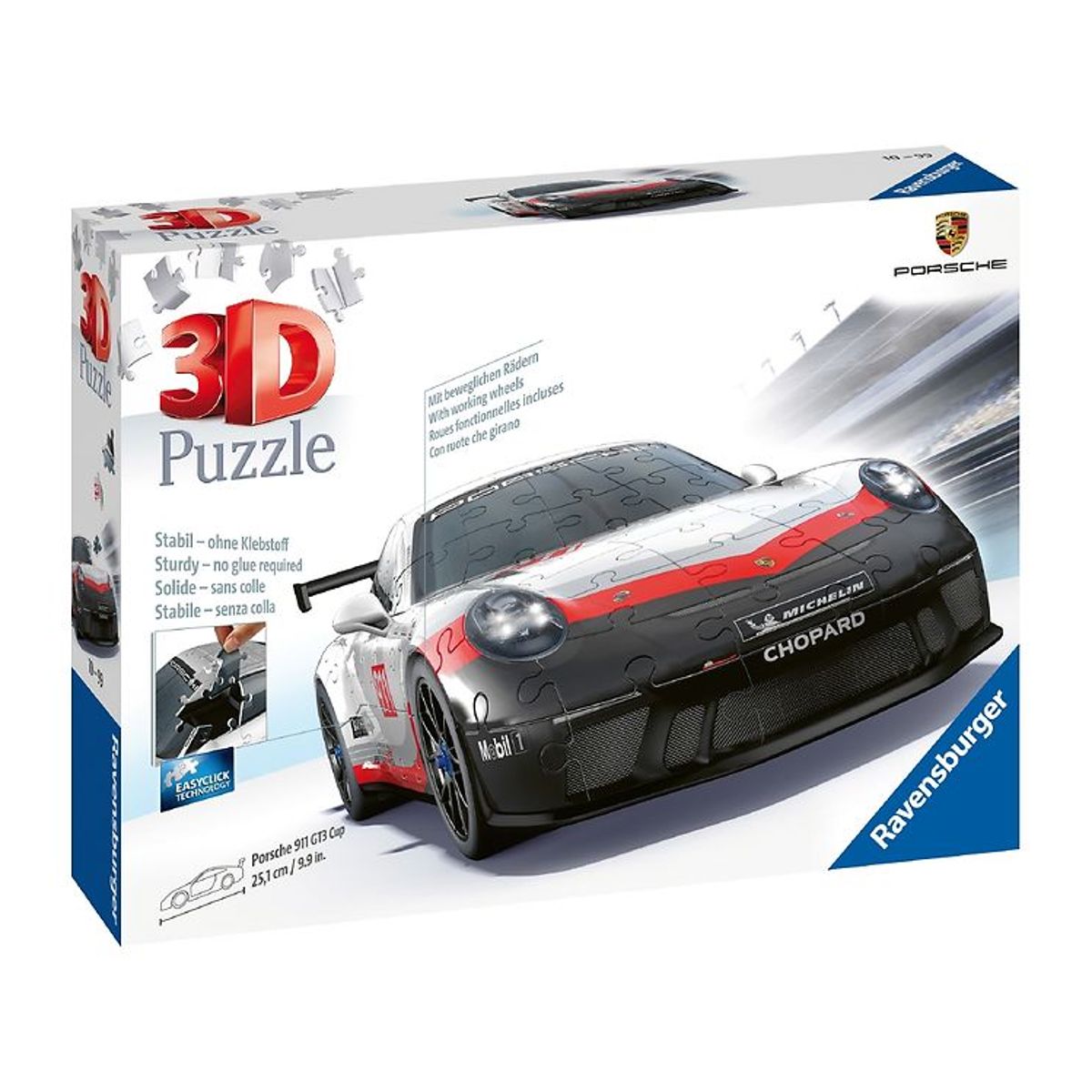 Ravensburger Puslespil - 136 Brikker - 3D - Porsche GT3 Cup