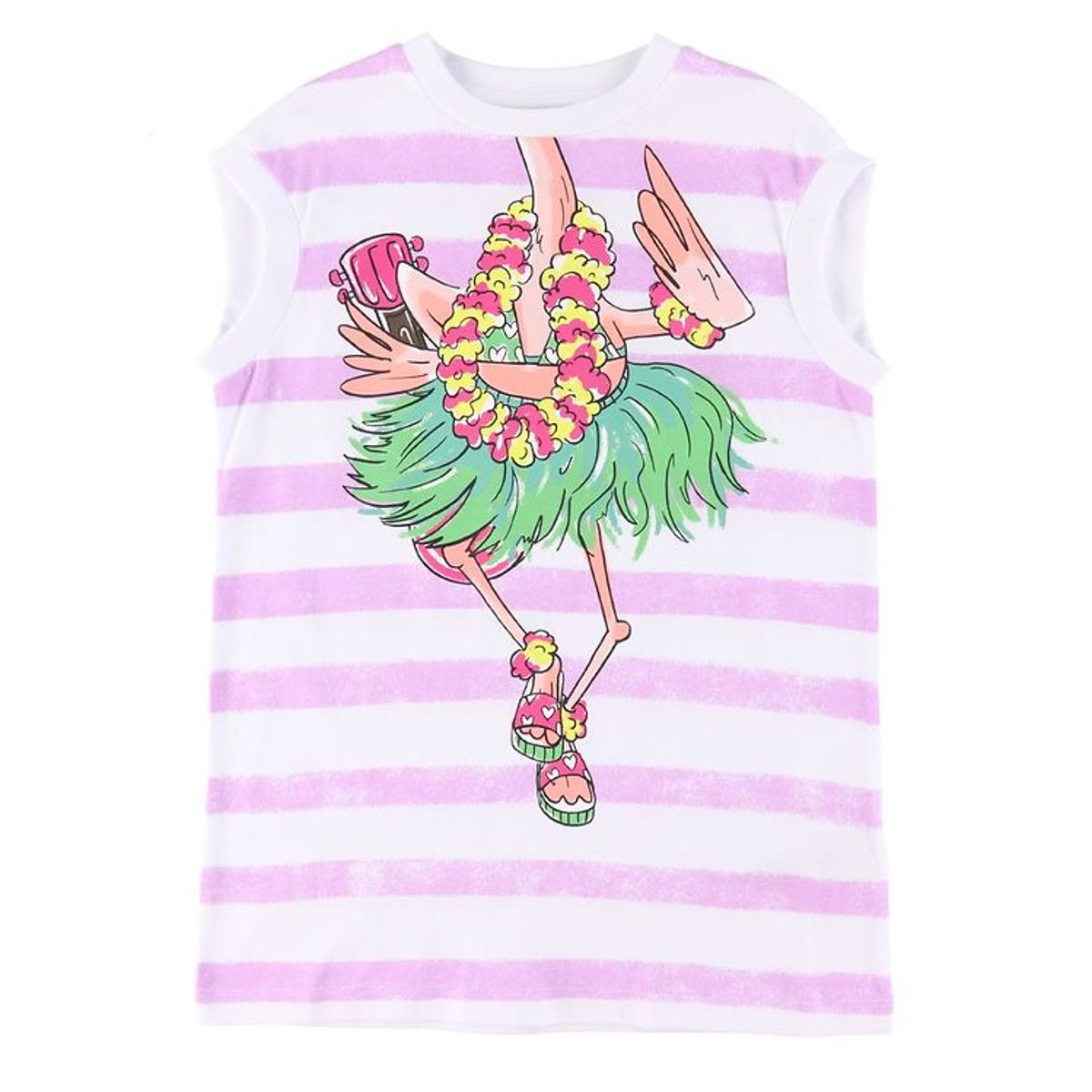 Stella McCartney Kids Kjole - Lilla/Hvidstribet m. Flamingo