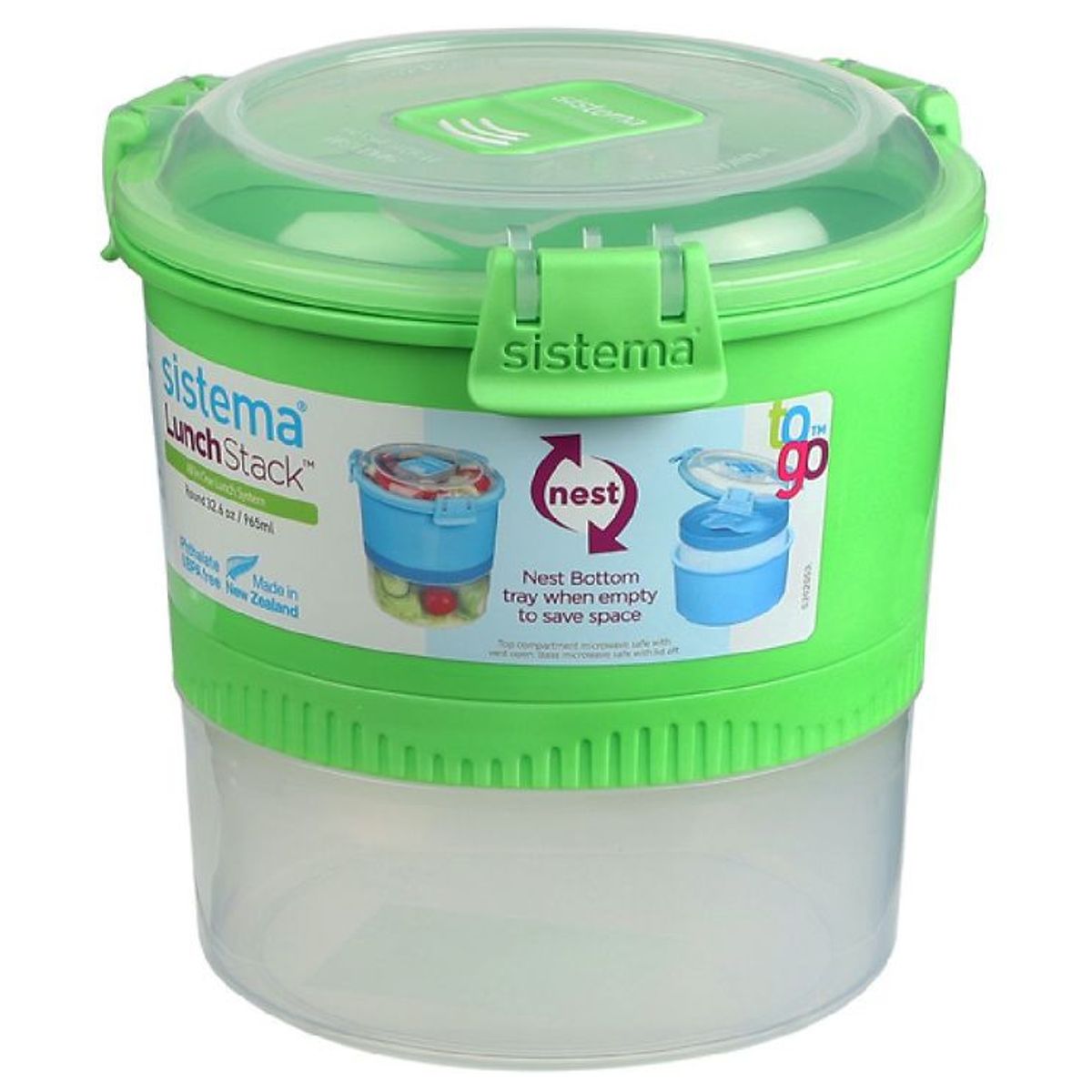 Sistema Madkasse m. Bestik - Lunch Stack - 965 ml - Grøn