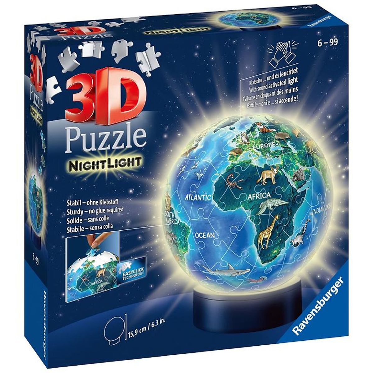 Ravensburger 3D Puslespil - 72 Brikker - Globe Nightlight