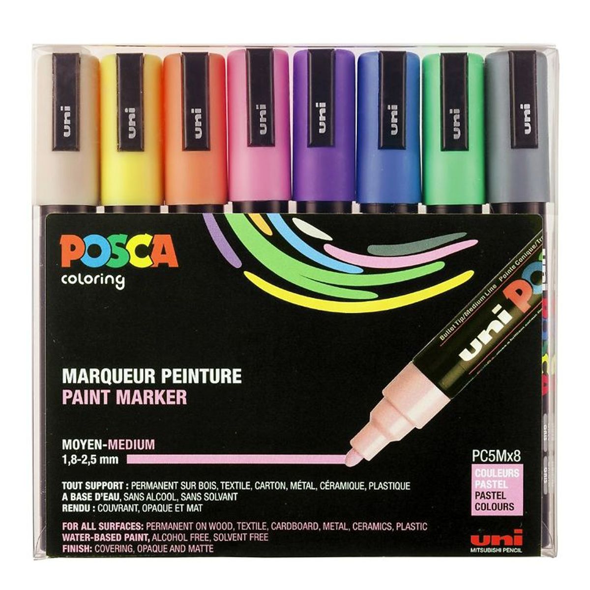 Posca Tuscher - PC-5M - 8 stk. - Pastelfarver