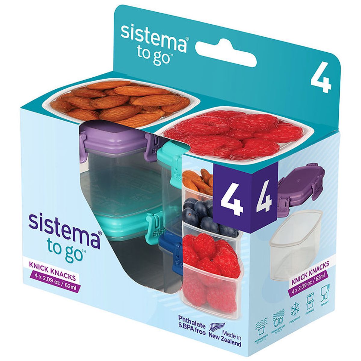 Sistema Snackbokse - Knick Knack - 4-pak - 62 ml - Multi