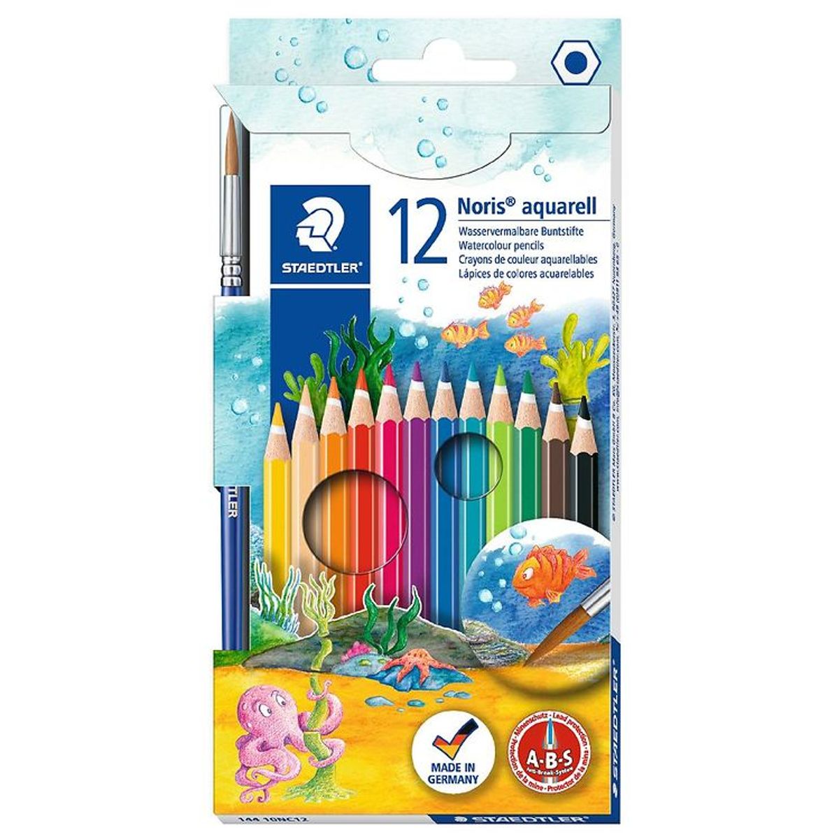 Staedtler Farveblyanter - Noris Aquarell - 12 stk m. Pensel