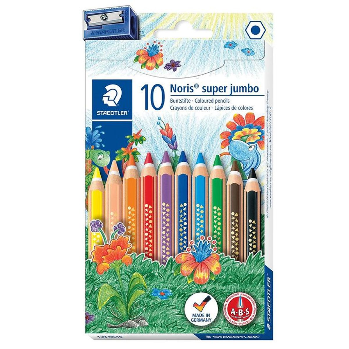 Staedtler Farveblyanter - Noris Super Jumbo - 10 stk m. Blyantsp