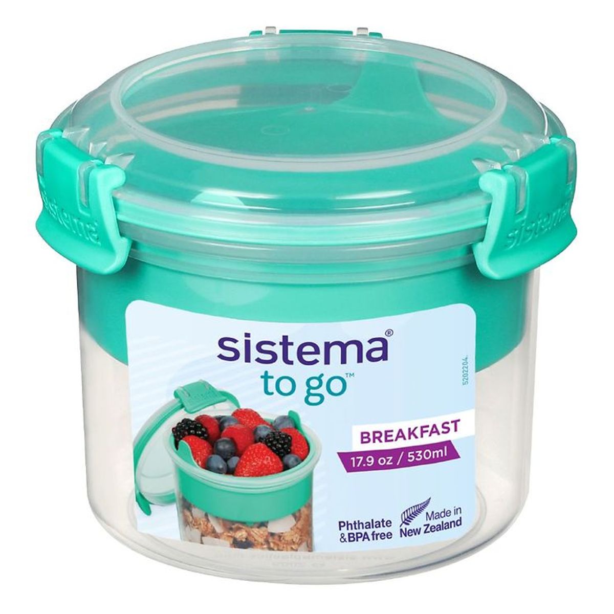 Sistema Madkasse m. Bestik - Breakfast To Go - 530 ml - Turkis